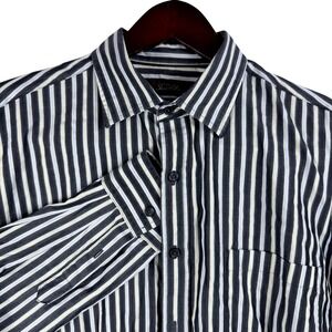 Tasso Elba Mens Classic Fit Striped Long Sleeve Button Down Shirt Size L